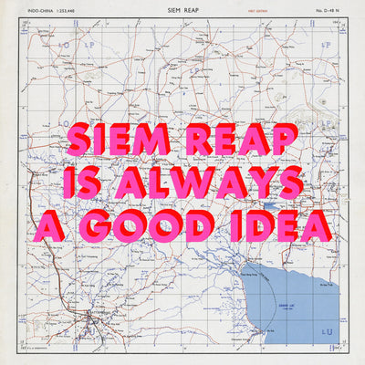 Siem Reap Retro Pop Art Map Print (square) - Magic Posters