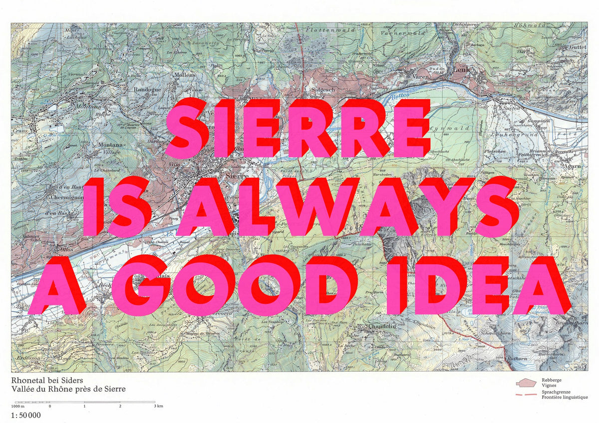 Sierre Retro Pop Art Map Print (landscape) - Magic Posters