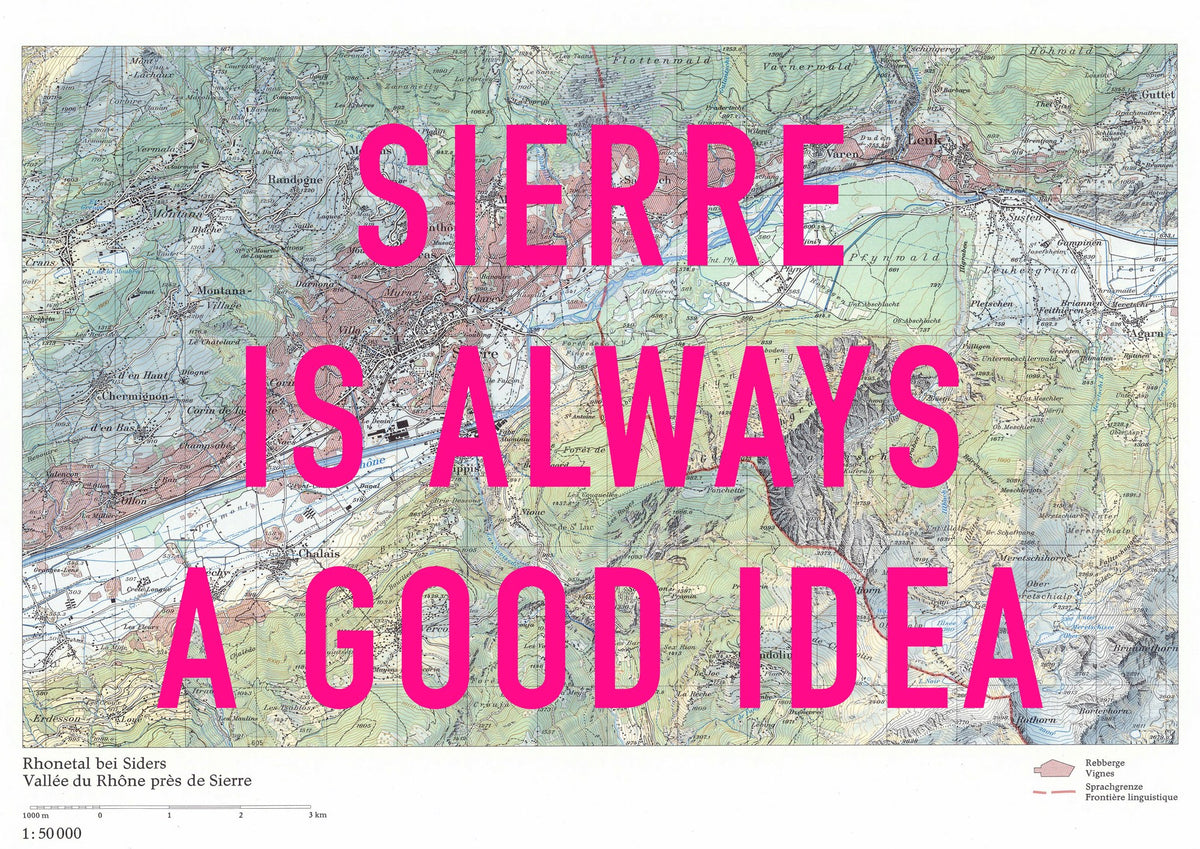 Sierre Retro Pop Art Map Print (landscape) - Magic Posters