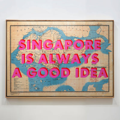 Singapore Retro Pop Art Map Print (Landscape) - Magic Posters