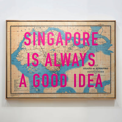 Singapore Retro Pop Art Map Print (Landscape) - Magic Posters