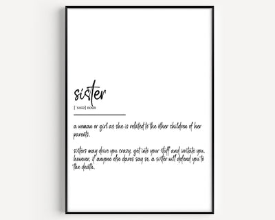 Sister Definition Print - Magic Posters