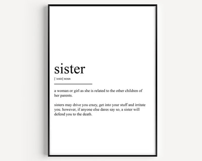 Sister Definition Print - Magic Posters