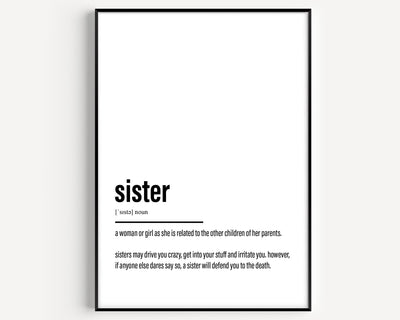 Sister Definition Print - Magic Posters