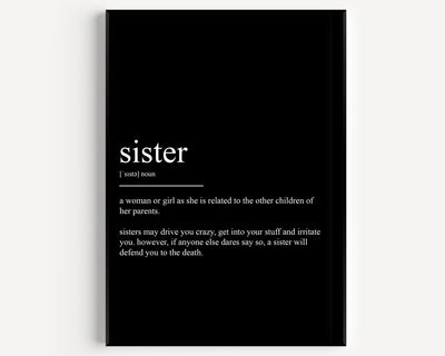 Sister Definition Print - Magic Posters
