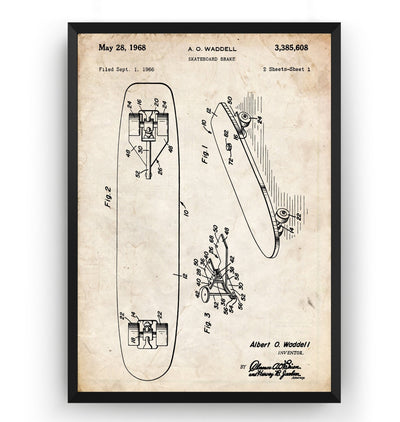 Skateboard Brake 1968 Patent Print - Magic Posters