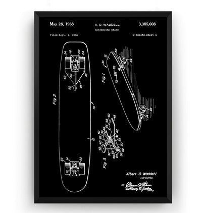 Skateboard Brake 1968 Patent Print - Magic Posters