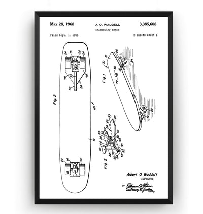 Skateboard Brake 1968 Patent Print - Magic Posters