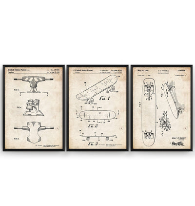Skateboard Set Of 3 Patent Prints - Magic Posters