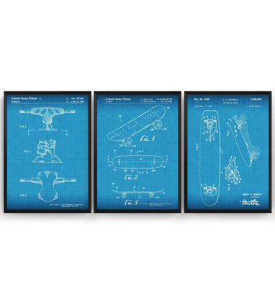 Skateboard Set Of 3 Patent Prints - Magic Posters