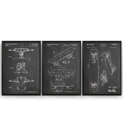 Skateboard Set Of 3 Patent Prints - Magic Posters