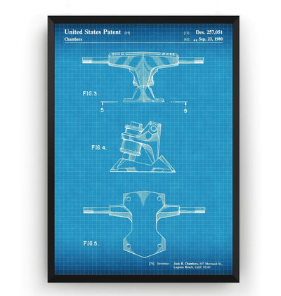 Skateboard Trucks 1980 Patent Print - Magic Posters