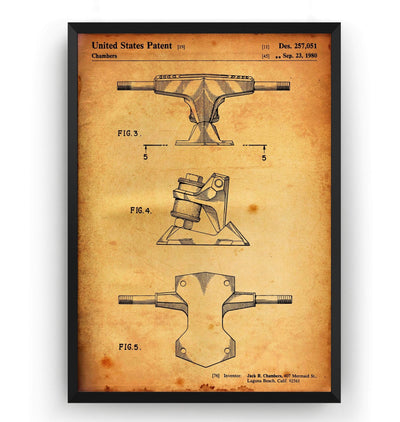 Skateboard Trucks 1980 Patent Print - Magic Posters