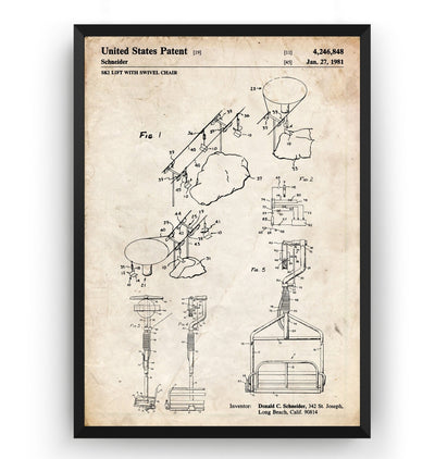 Ski Lift 1981 Patent Print - Magic Posters