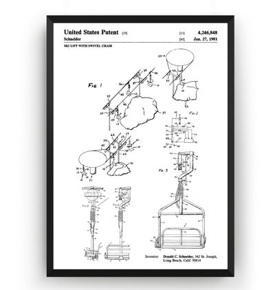 Ski Lift 1981 Patent Print - Magic Posters