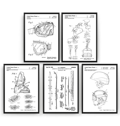 Skiing Set Of 5 Patent Prints - Magic Posters