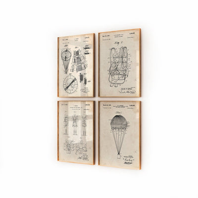 Skydiving Parachute Set Of 4 Patent Prints - Magic Posters