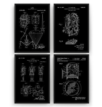 Skydiving Set Of 4 Patent Prints - Magic Posters