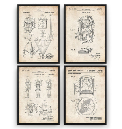 Skydiving Set Of 4 Patent Prints - Magic Posters