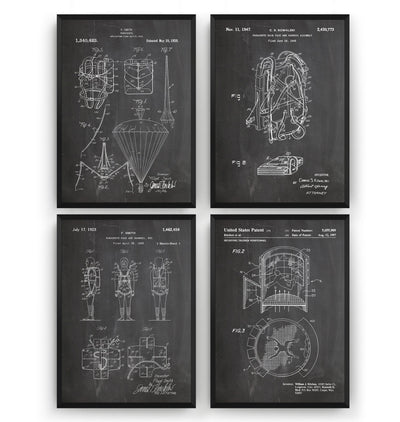 Skydiving Set Of 4 Patent Prints - Magic Posters