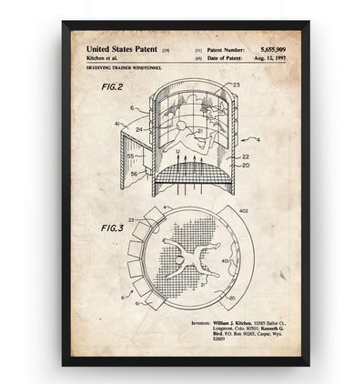 Skydiving Trainer Wind Tunnel 1997 Patent Print - Magic Posters