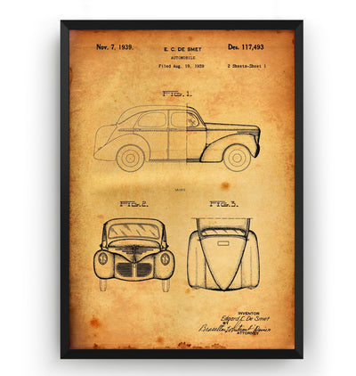 SMET Automobile 1939 Patent Print - Magic Posters