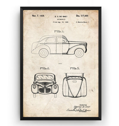 SMET Automobile 1939 Patent Print - Magic Posters