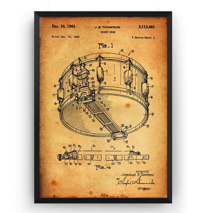 Snare Drum 1963 Patent Print - Magic Posters