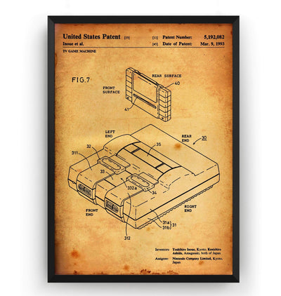 SNES North America 1993 Patent Print - Magic Posters