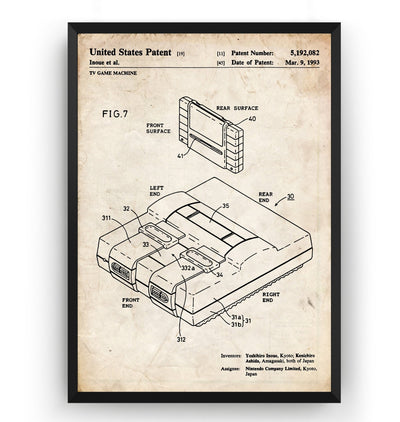 SNES North America 1993 Patent Print - Magic Posters