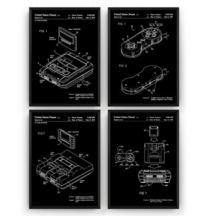 SNES Set Of 4 Patent Prints - Magic Posters