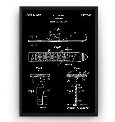 Snowboard 1969 Patent Print - Magic Posters