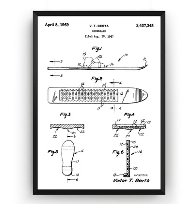 Snowboard 1969 Patent Print - Magic Posters