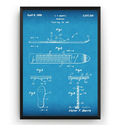 Snowboard 1969 Patent Print - Magic Posters