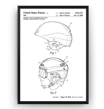 Snowboarding and Skiing Helmet 2000 Patent Print - Magic Posters