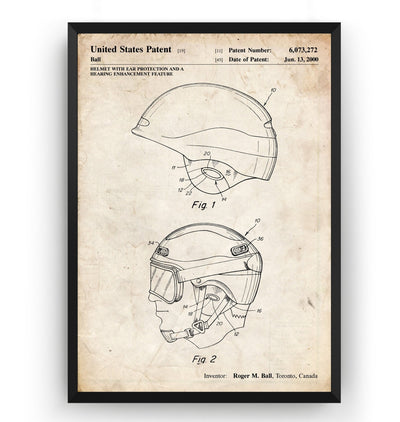 Snowboarding and Skiing Helmet 2000 Patent Print - Magic Posters