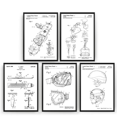 Snowboarding Set Of 5 Patent Prints - Magic Posters