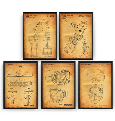 Snowboarding Set Of 5 Patent Prints - Magic Posters