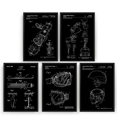 Snowboarding Set Of 5 Patent Prints - Magic Posters