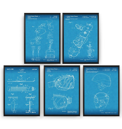Snowboarding Set Of 5 Patent Prints - Magic Posters