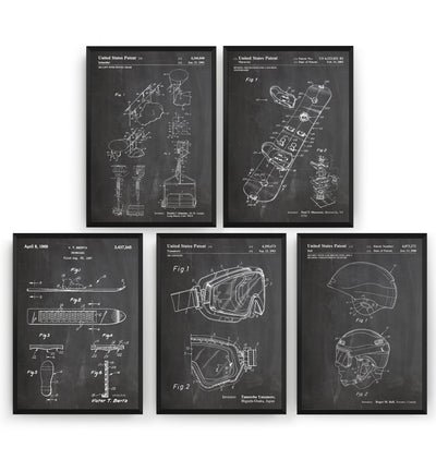 Snowboarding Set Of 5 Patent Prints - Magic Posters
