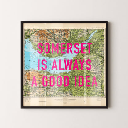 Somerset Retro Pop Art Map Print - Magic Posters