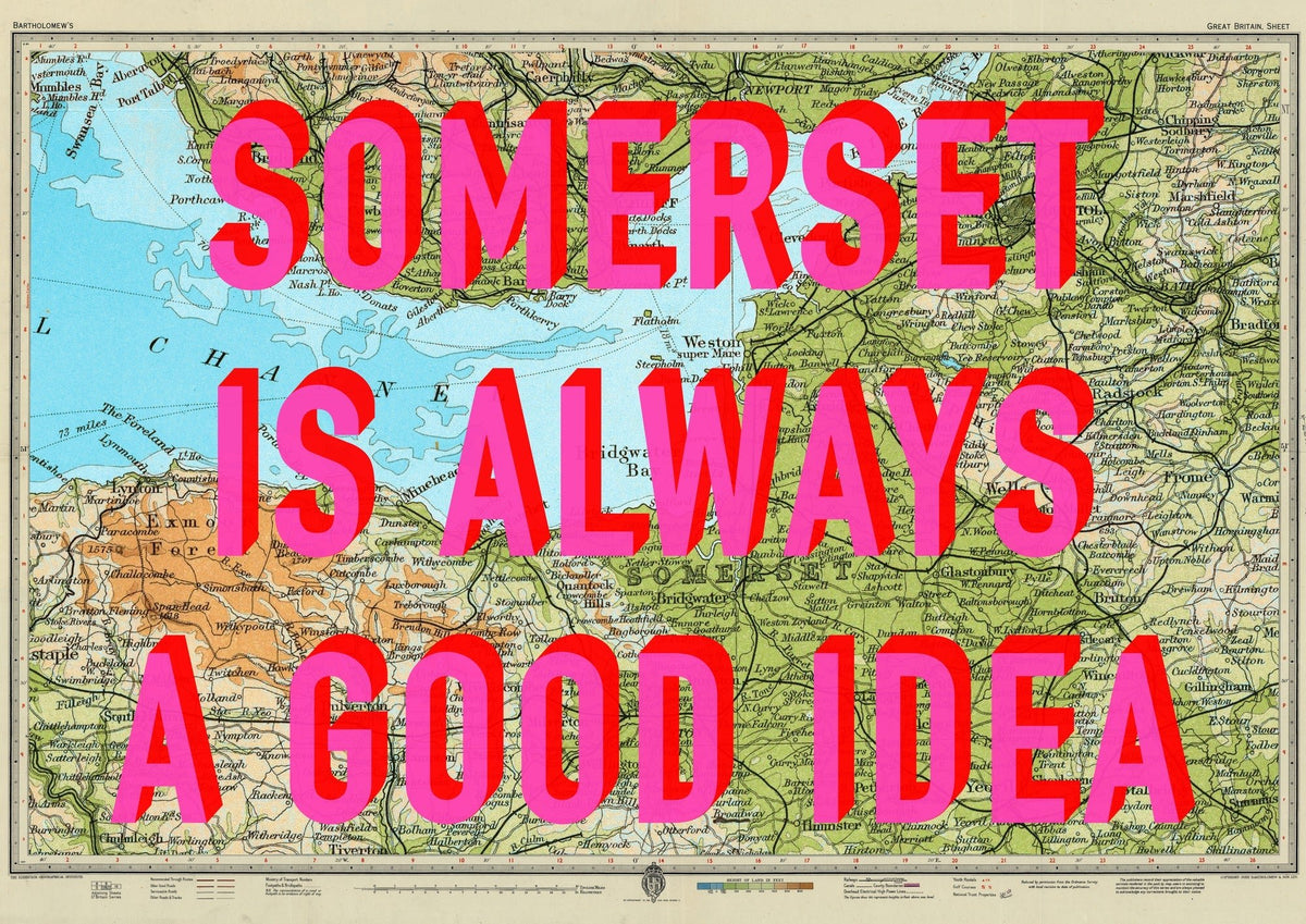 Somerset Retro Pop Art Map Print