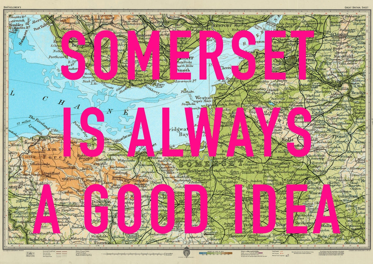 Somerset Retro Pop Art Map Print