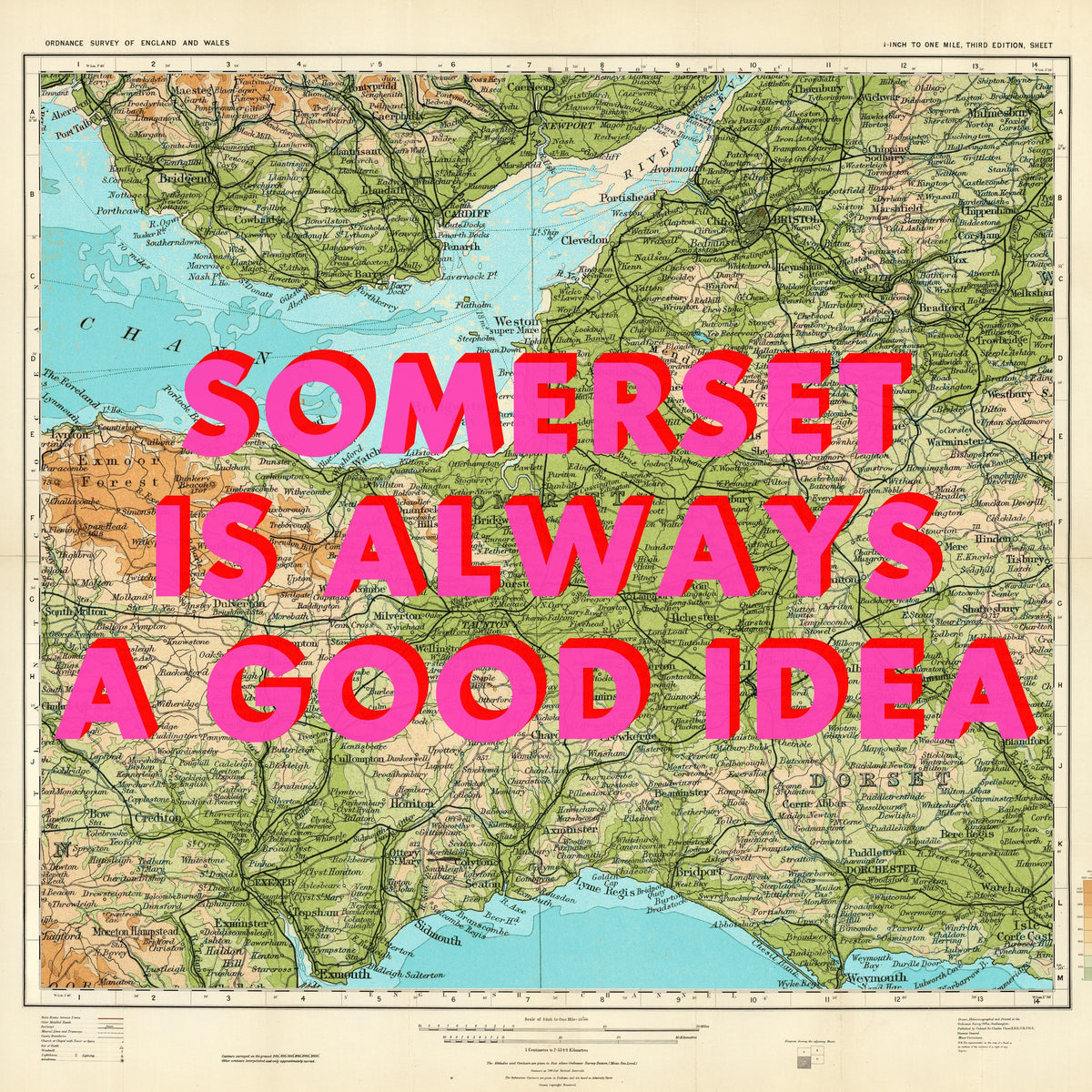 Somerset Retro Pop Art Map Print