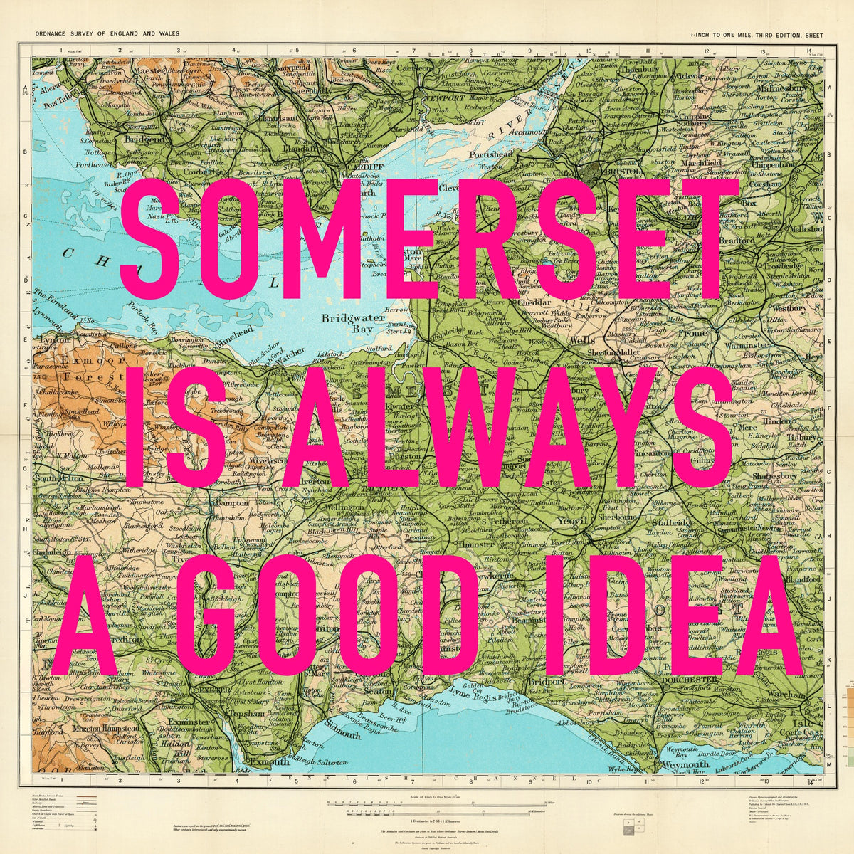 Somerset Retro Pop Art Map Print