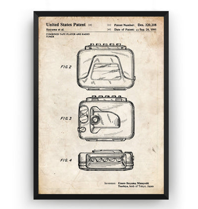 Sony Walkman Prototype 1989 Patent Print - Magic Posters