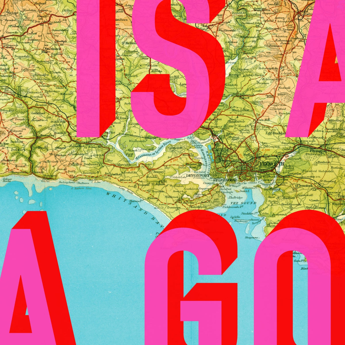South Devon Retro Pop Art Map Print