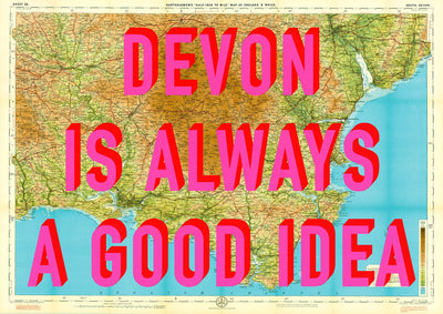 South Devon Retro Pop Art Map Print