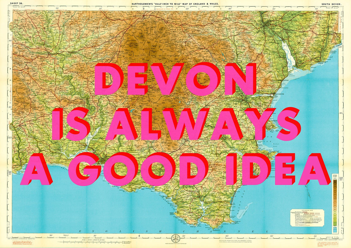 South Devon Retro Pop Art Map Print
